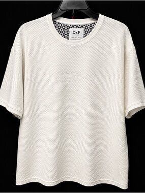 Men's Cream Textured Short Sleeve Crewneck Shirt